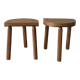 2 tripod oak stools 60s