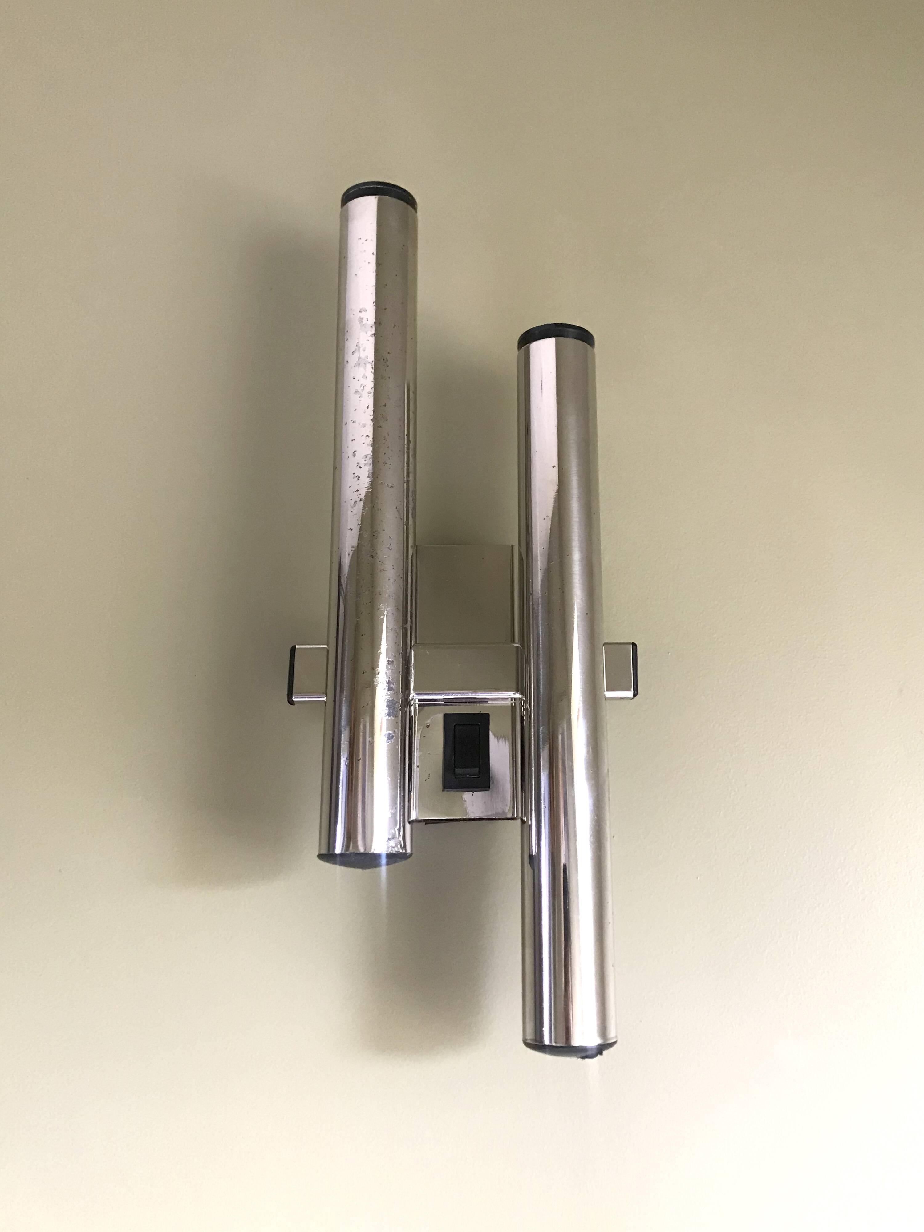 Pair of chromed sconces