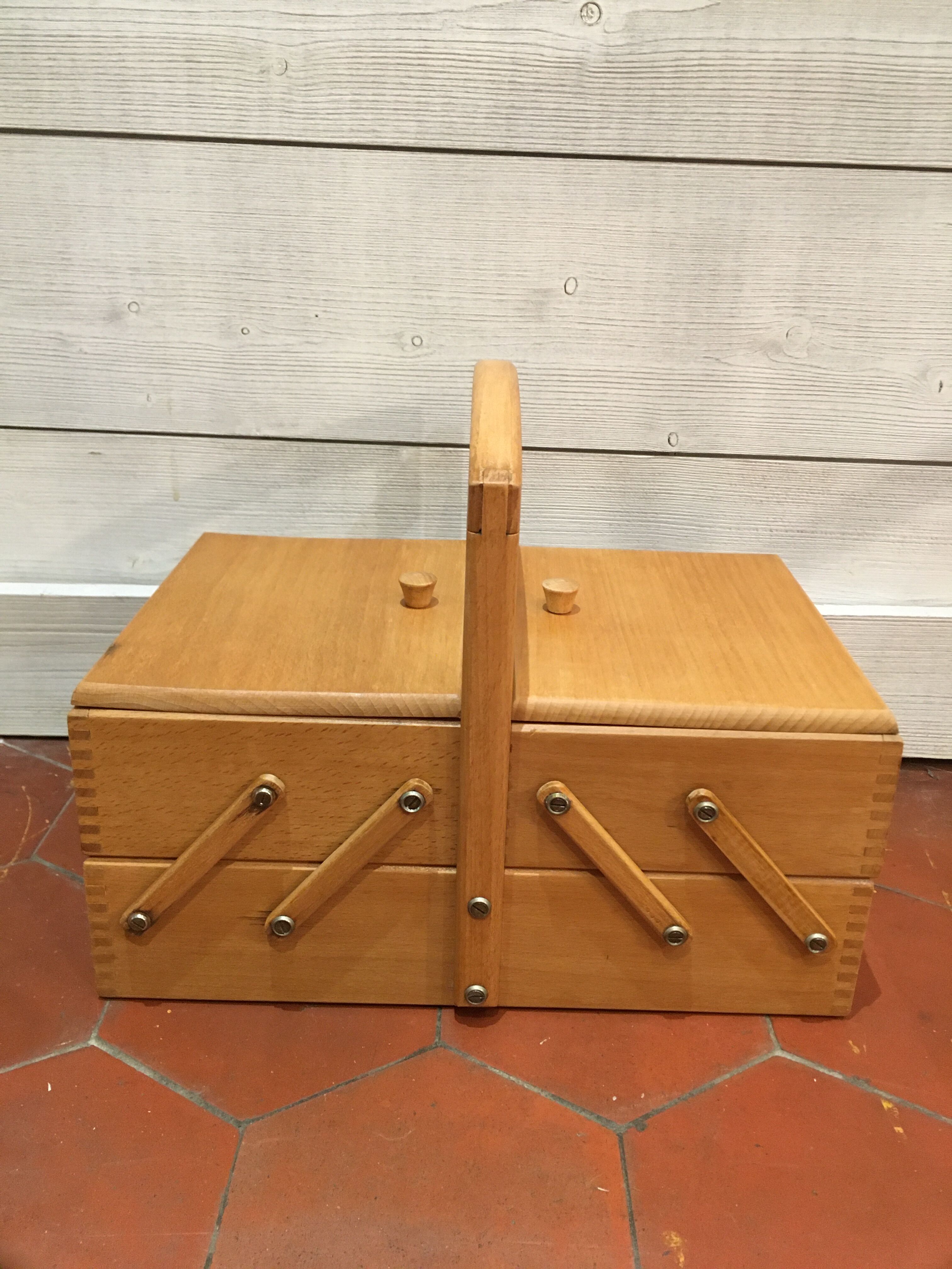 Wooden sewing basket