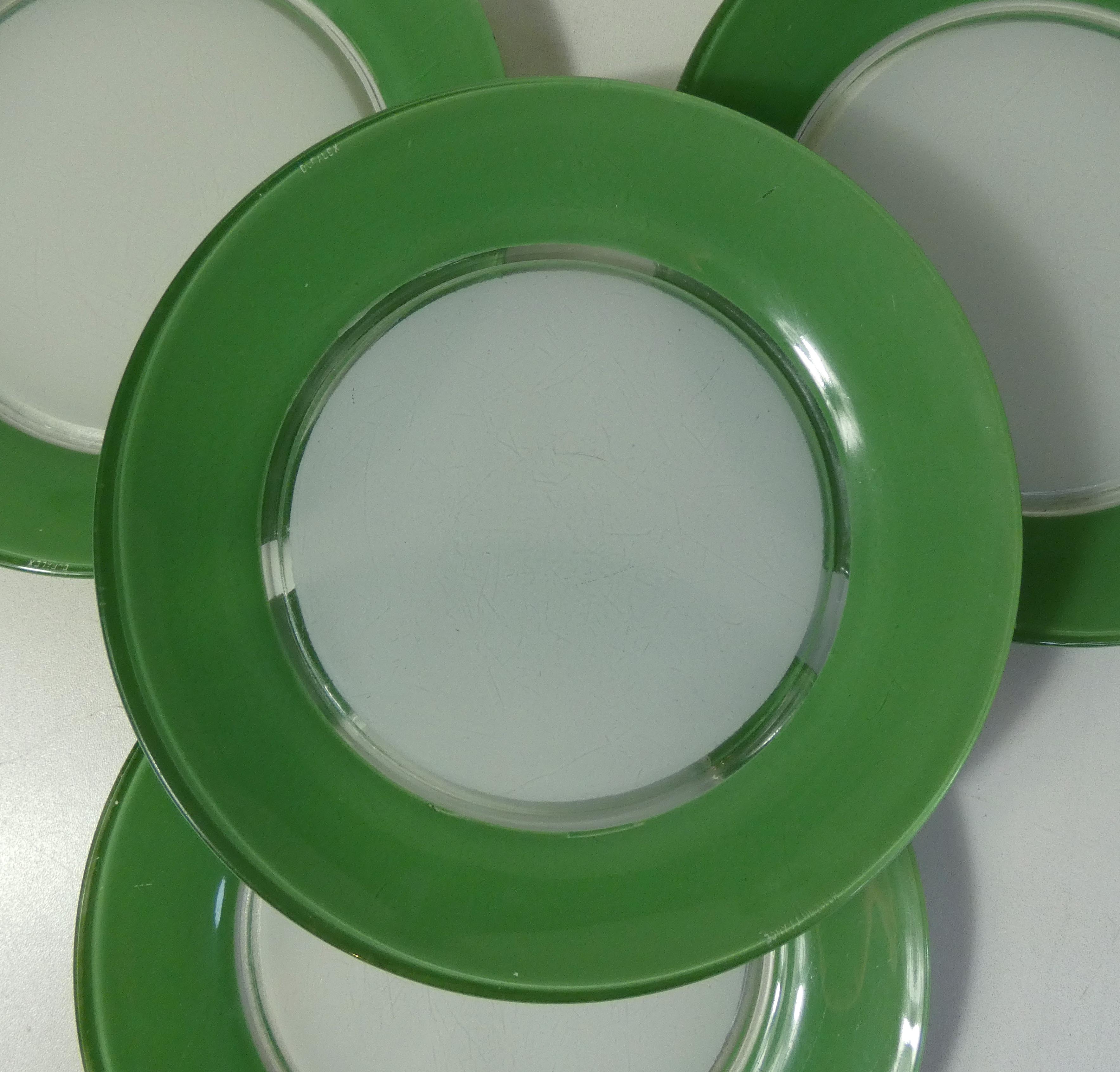 4 flat plate Duralex green Vintage