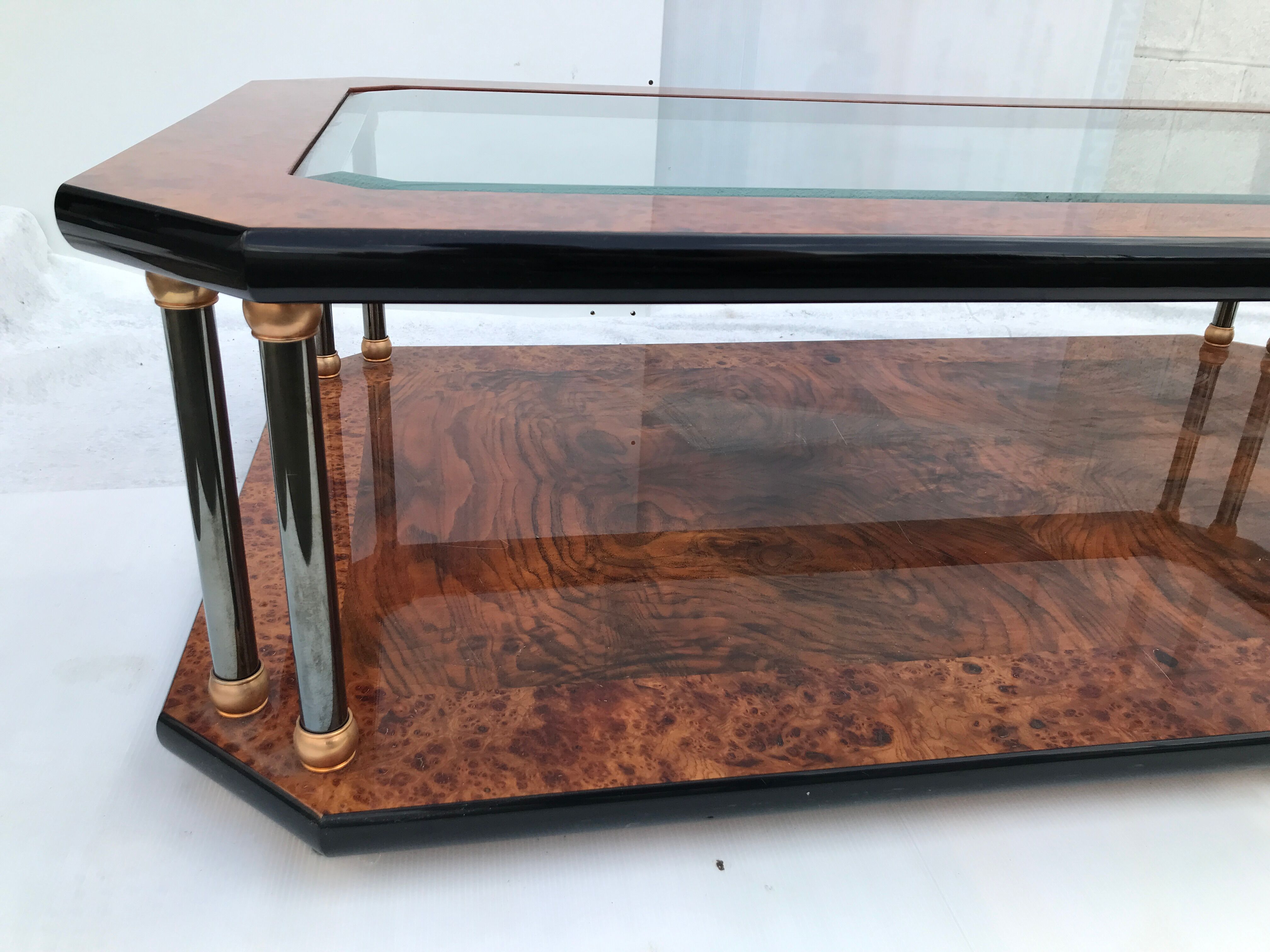 Elm magnifying glass coffee table and glass 60s