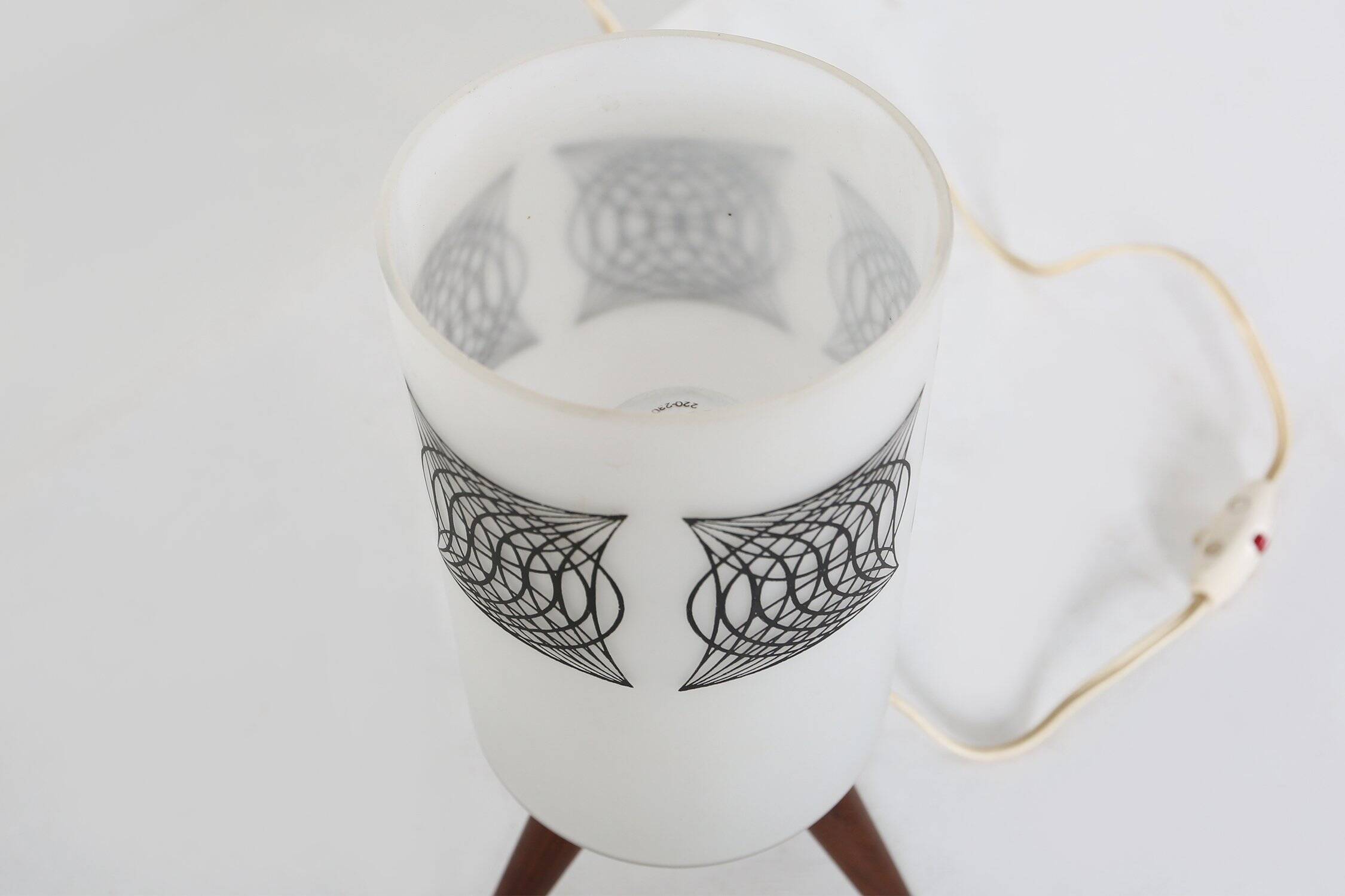 Mid-century sixties table lamp with opaline glass shade, France