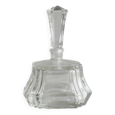 Small transparent faceted glass bottle