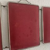 Vintage 1960s raspberry barber triptych mirror - 24 x 58 cm