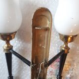 Double opaline and bronze wall lam