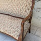 Moulded wooden bench with floral upholstery – Old-fashioned charm