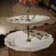 Servant display for cakes or porcelain cheeses Vintage red and yellow roses