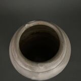 Vase signed in glazed earthenware ceramic 1960 gray background