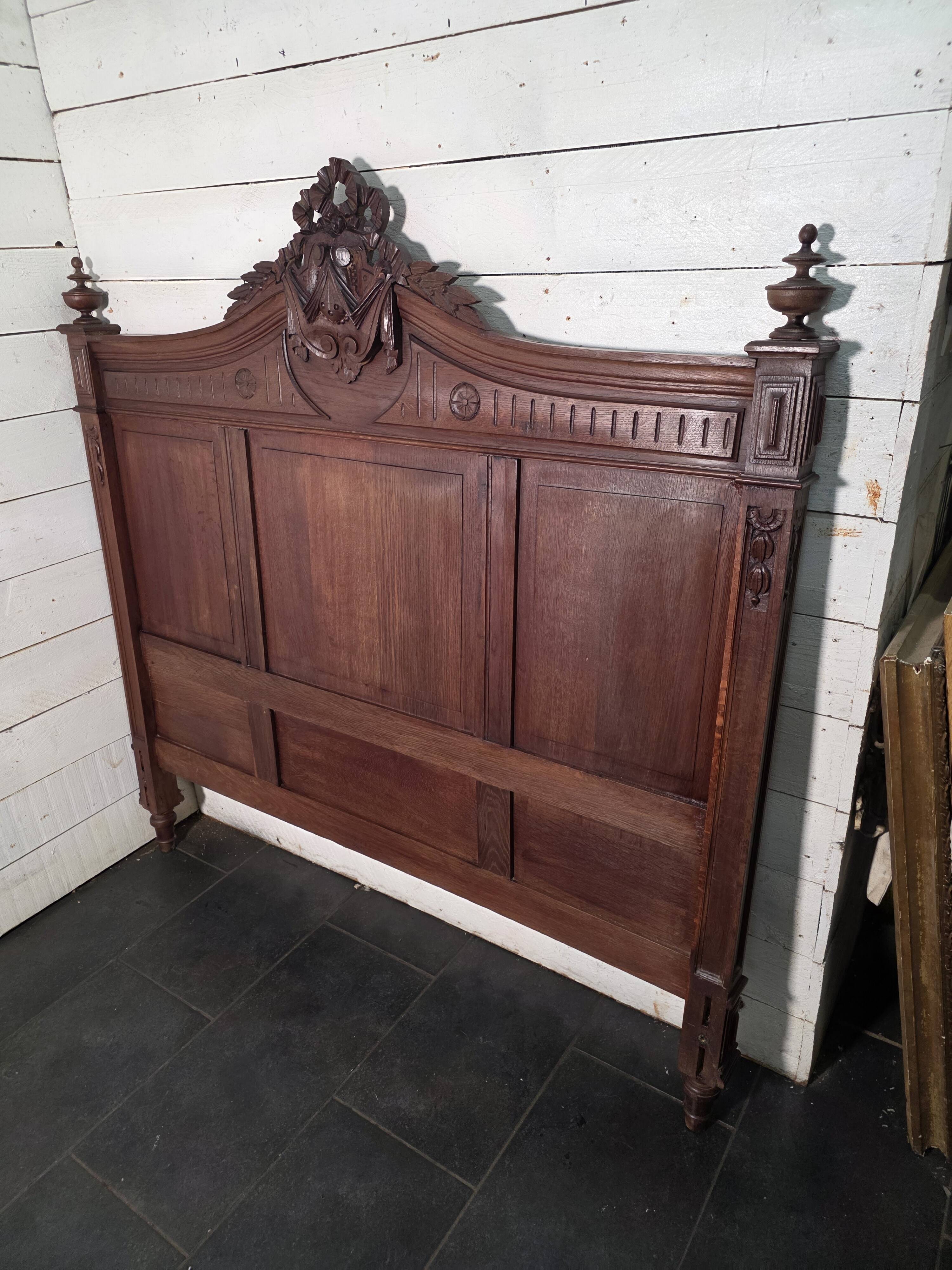 Antique solid oak headboard