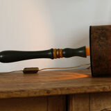 Turned wooden lamp, green and gold