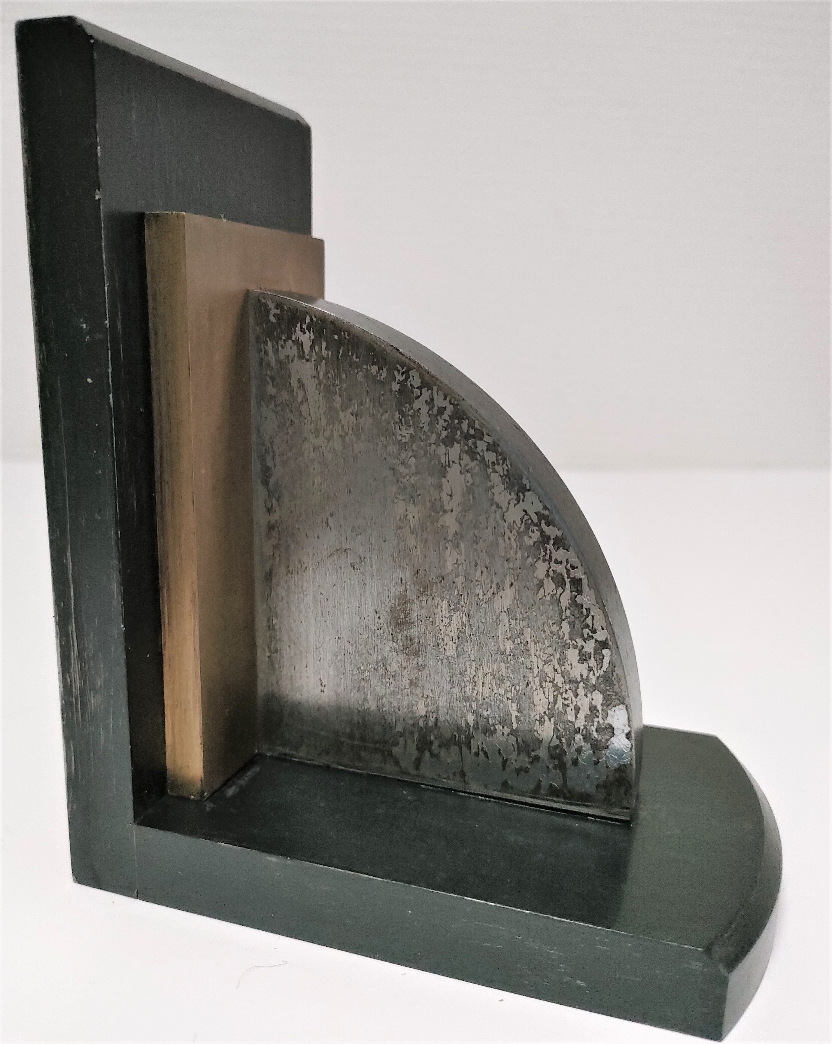 Pair of patinated steel bookends Art Deco style