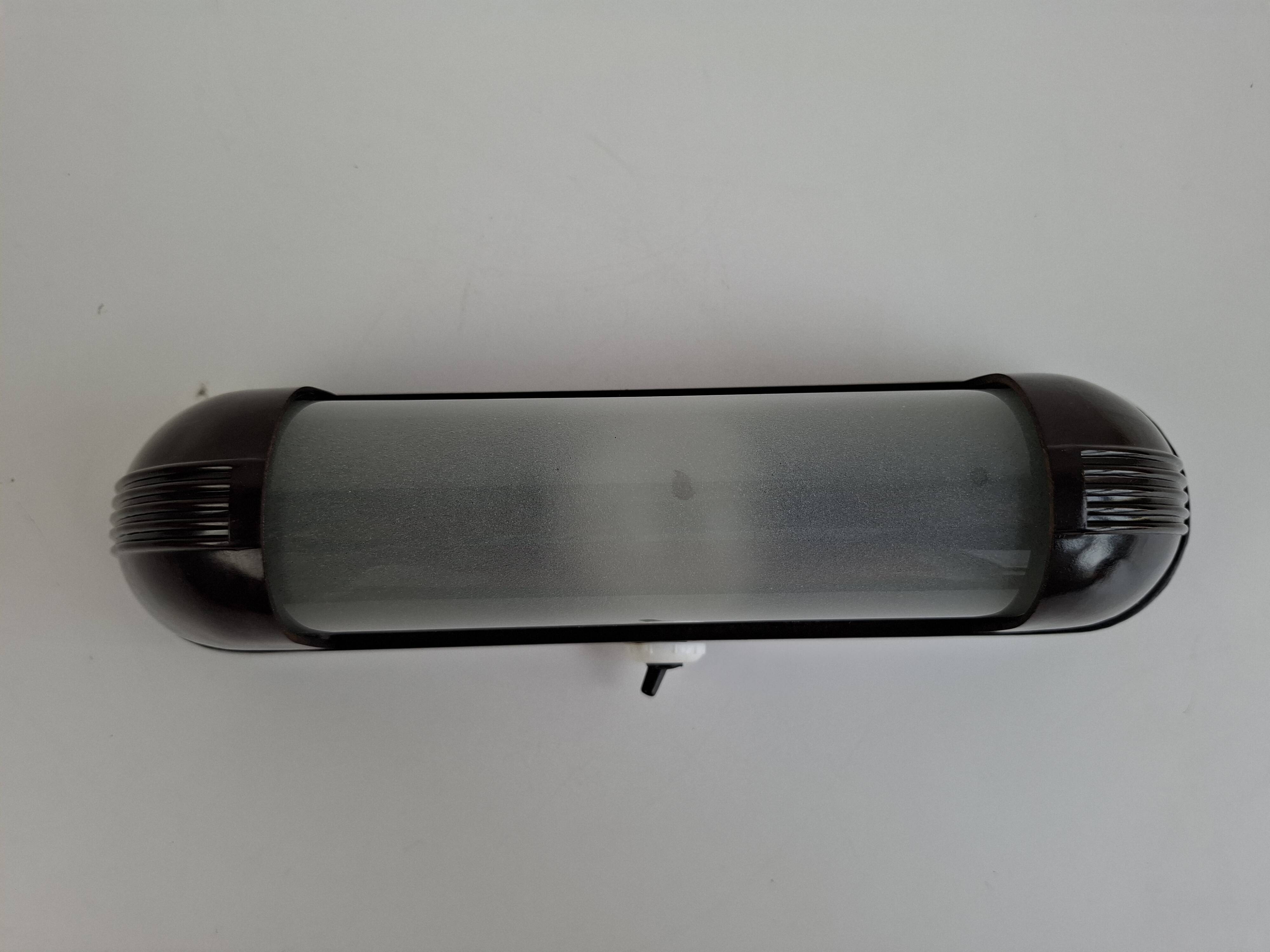 1930s Czechoslovak Art Deco Bakelite Wall Lamp with Frosted Glass