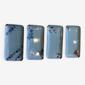 Assiettes anciennes en porcelaine chinoises forme rectangulaire decor floral