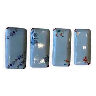 Assiettes anciennes en porcelaine chinoises forme rectangulaire decor floral