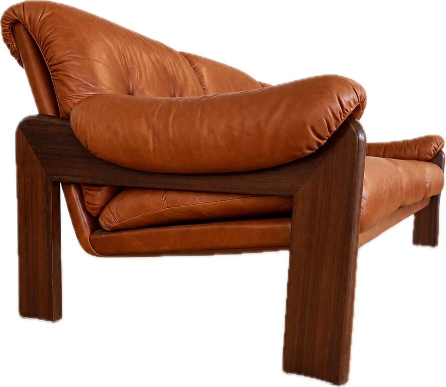 Vintage Swedish mid-century 3 person sofa in cognac leather, 1970s