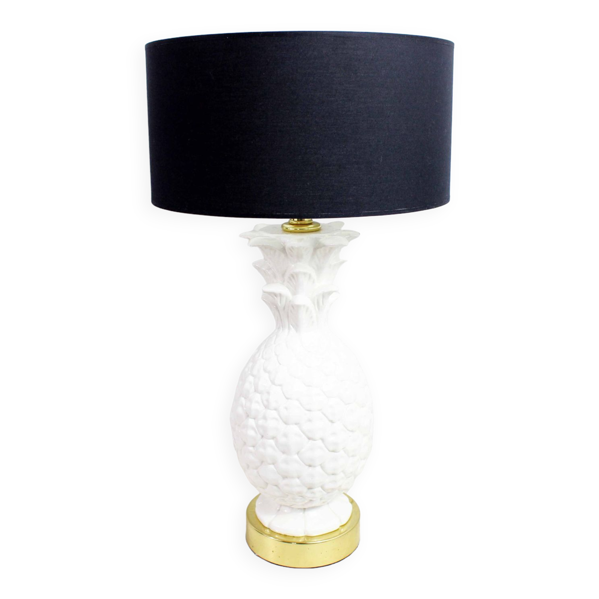 Table lamp ananas ceramic and brass 70s