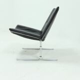 Set of 2 danish Kebe Møbler lounge armchairs model eagle with black leather