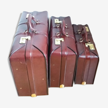 Lot de 3 valises en cuir