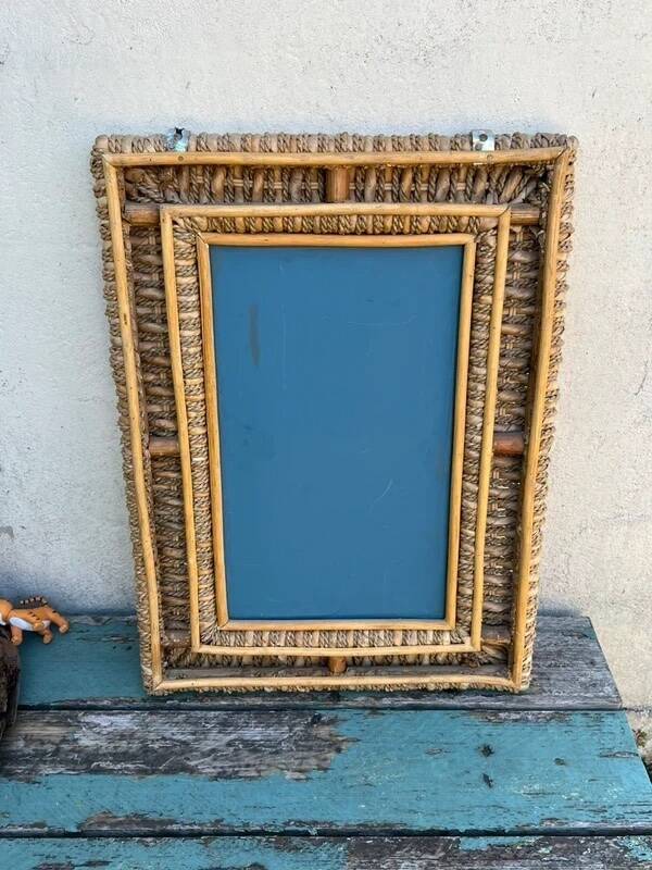 Large Mirror with Rattan Frame, 70 cm x 51 cm