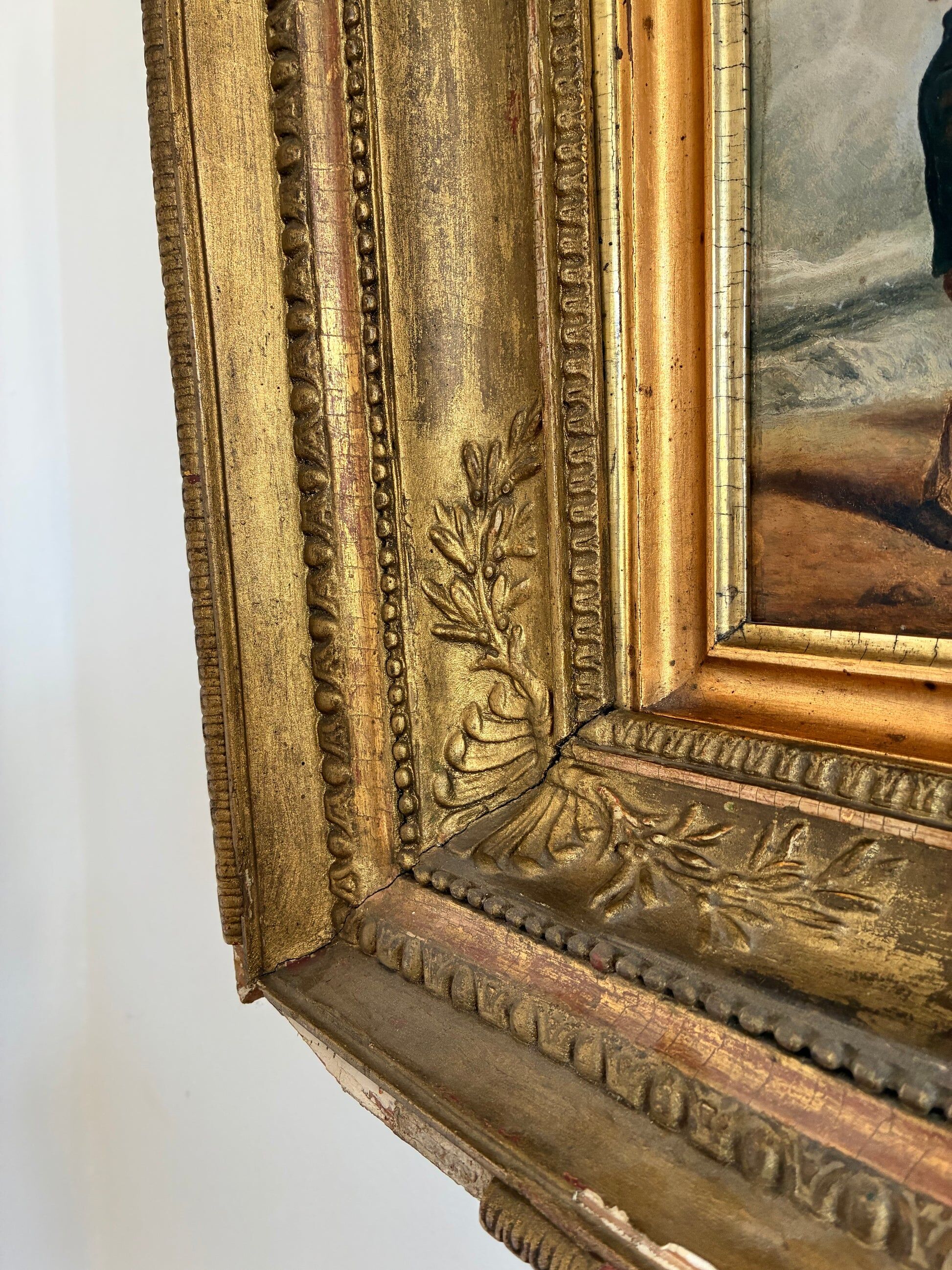 Antique seaside oil painting, c. 1845