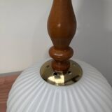 Vintage Scandinavian pendant light in white pleated opaline