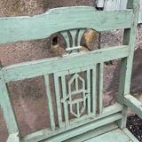 Indian chair in green lacquered wood