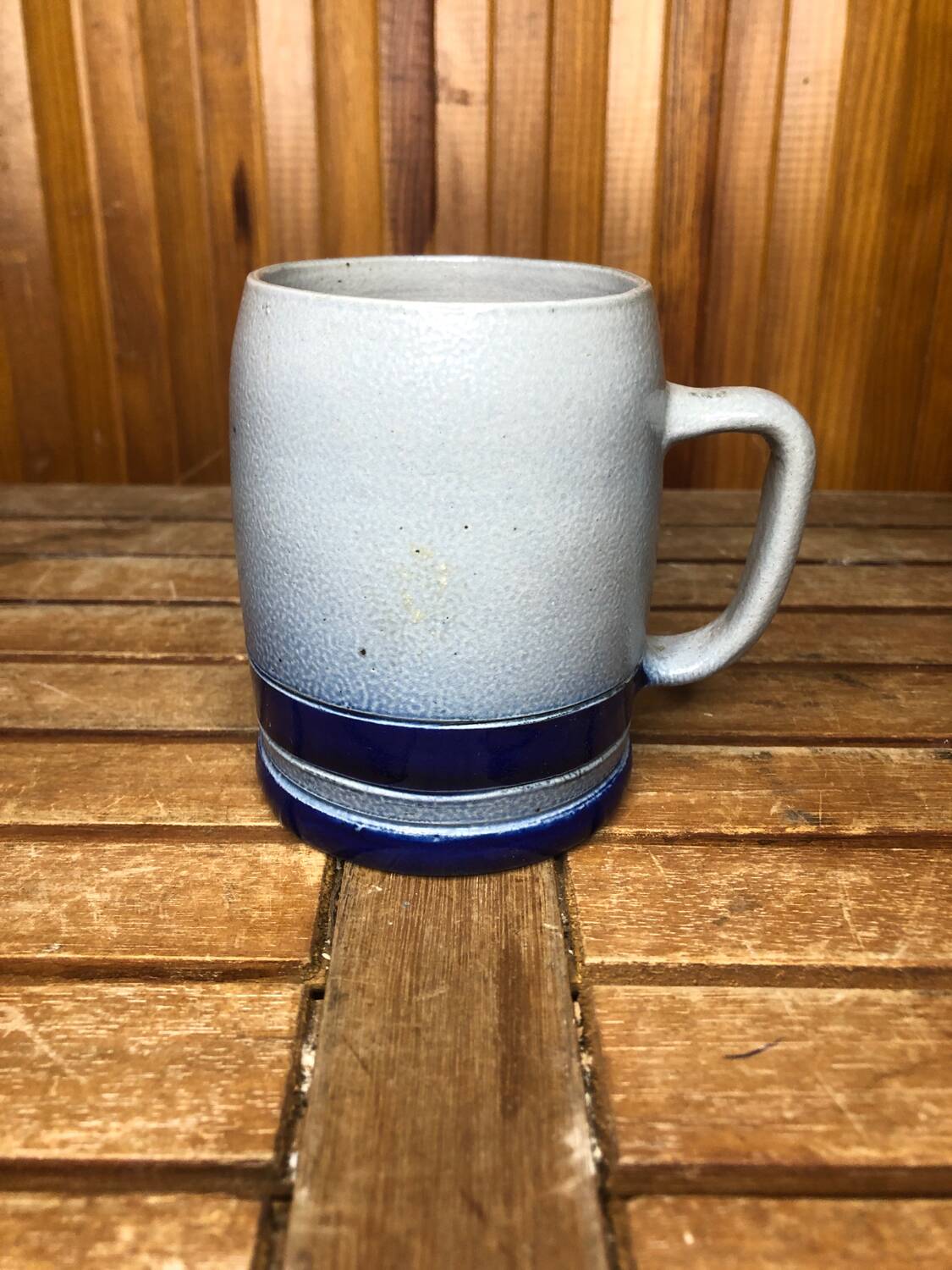 Old BETSCHDORF Tankard Gray Blue Sandstone Vintage #A604