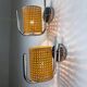 Pair of vintage rattan & chrome wall lights, Italy, 1970s