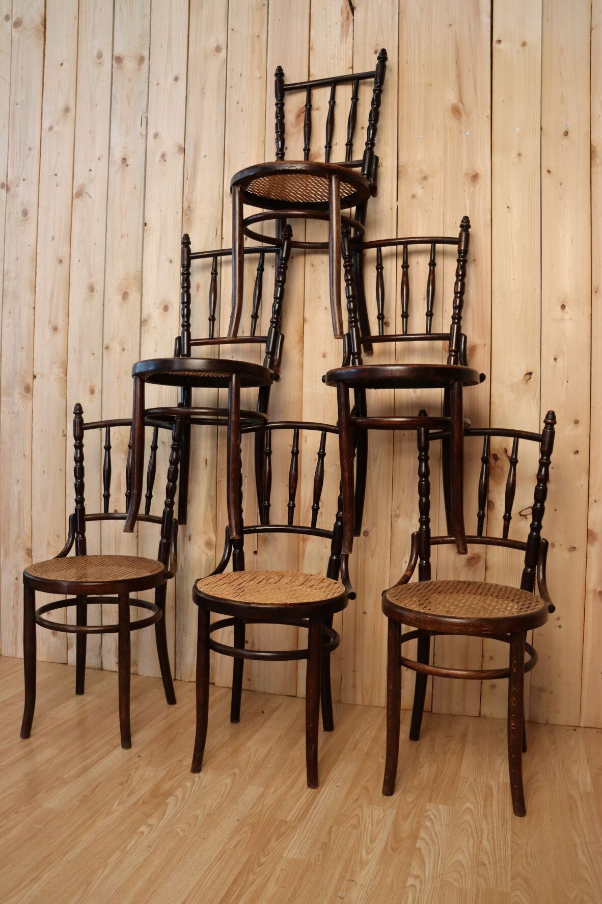 Set of 6 bistro chairs by Fischel