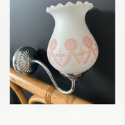 Chrome and opaline applique, touches of pink