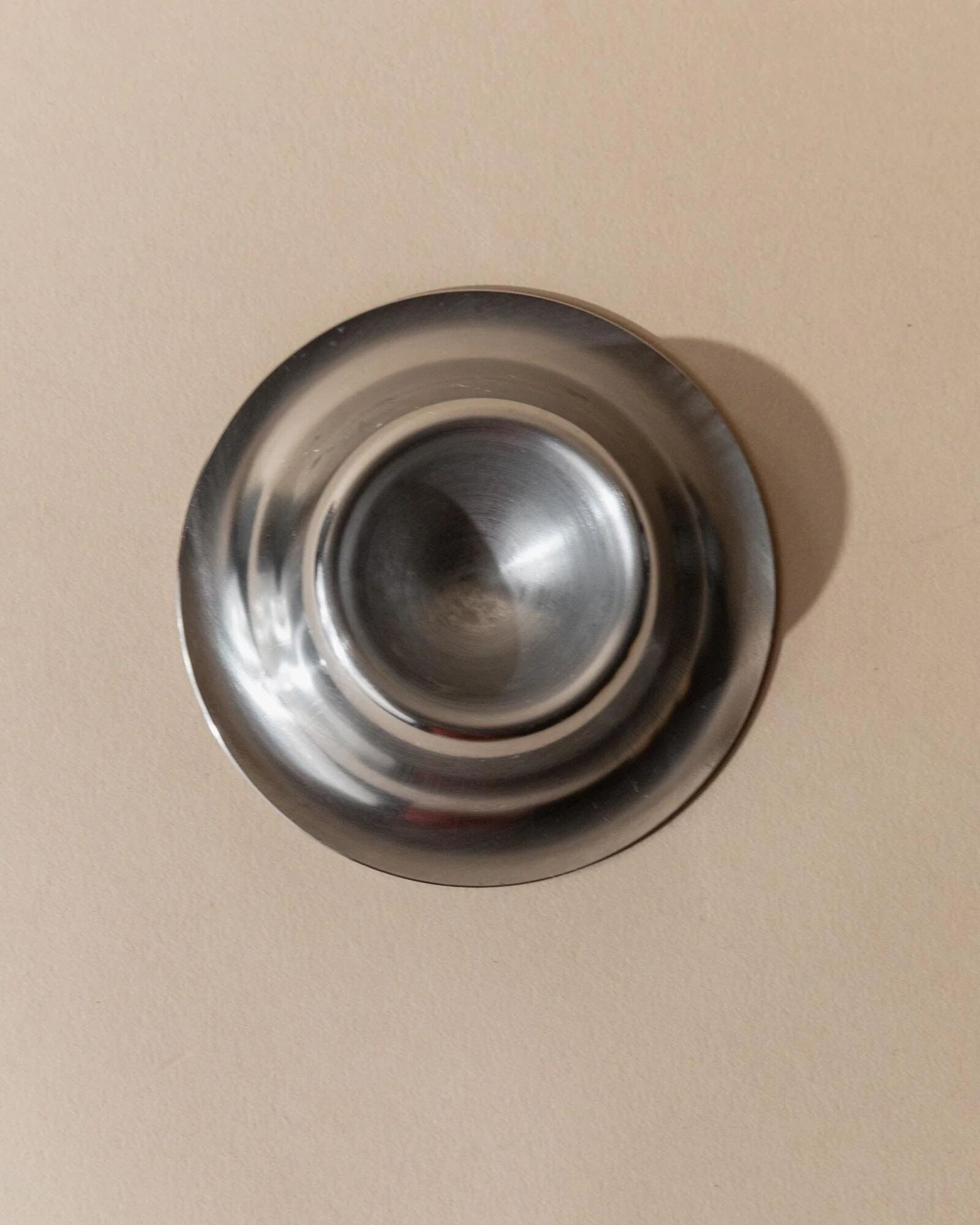 Lot of 9 vintage stainless steel egg cups from the 1970s, timeless minimalist design, dishwasher safe.