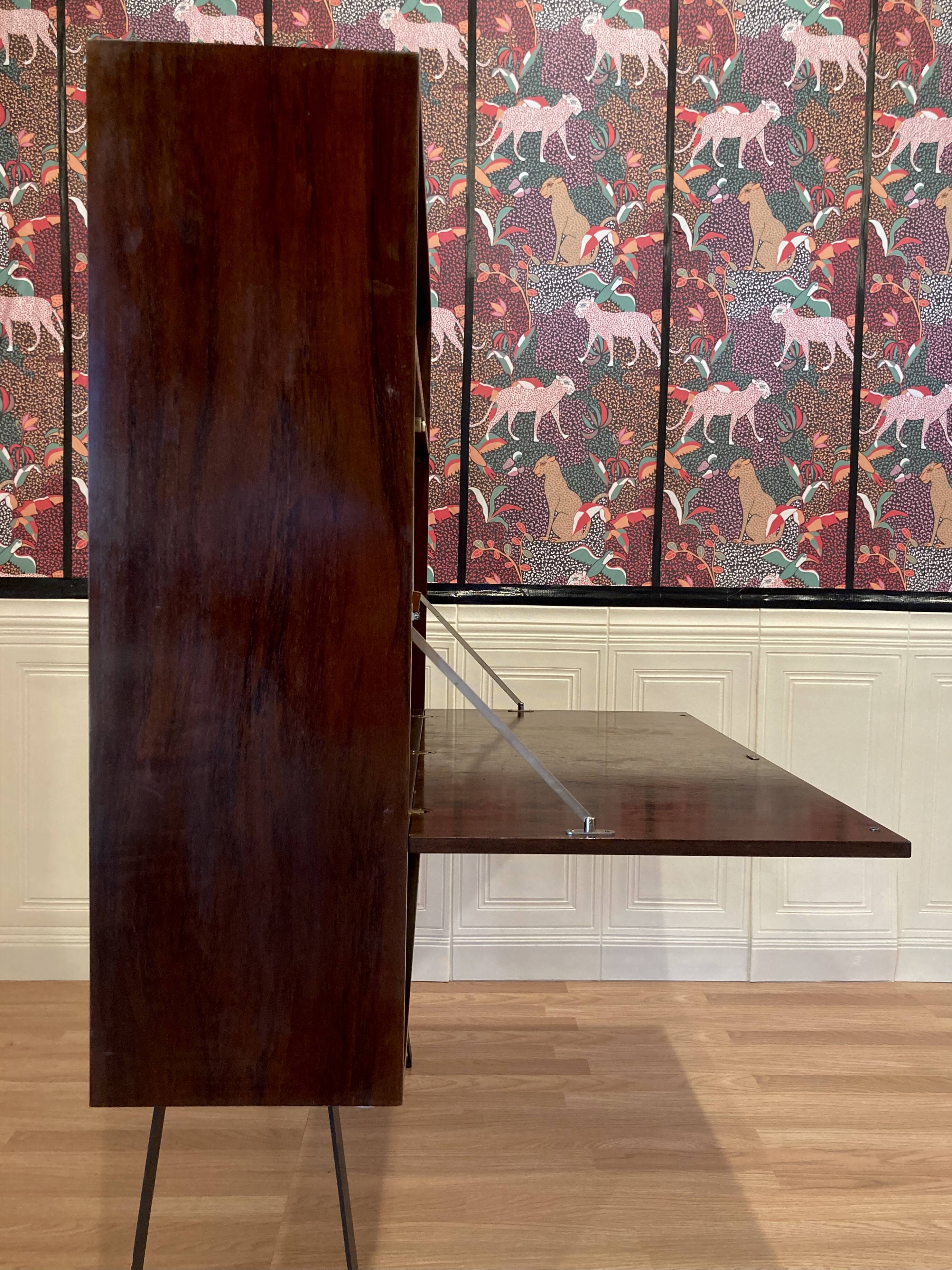 WALL MOUNTED ROSEWOOD DESK SCANDINAVIAN DESIGN.