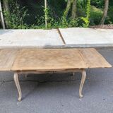 Louis XV extendable dining table renovated in raw wood 220cm