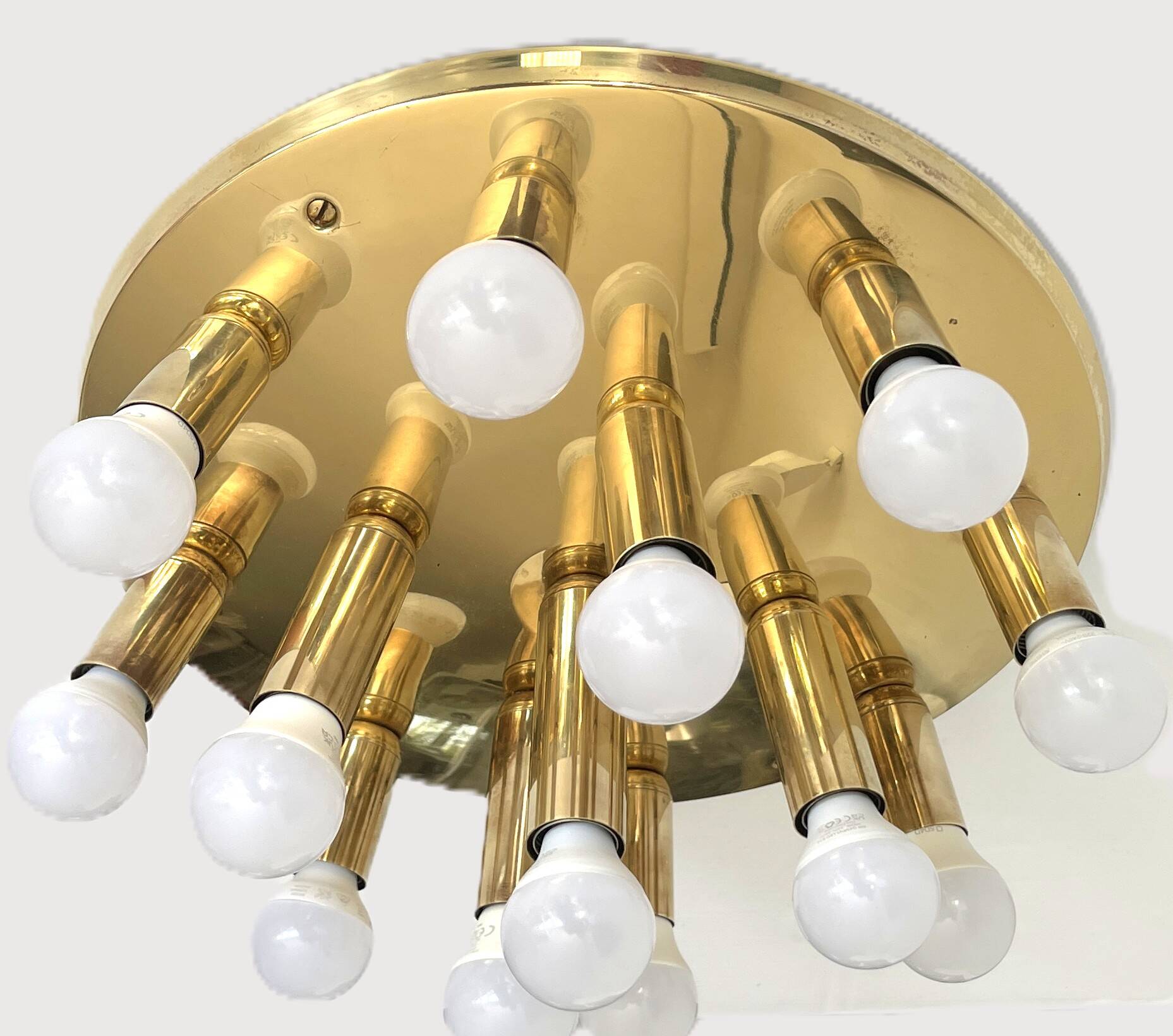 Brass ceiling light with 13 lights – TZ Leuchten, Germany, 1980