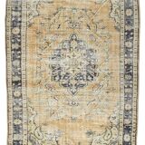 Tapis vintage en laine 270 x 165 cm, beige bleu, tapis turc vintage en laine