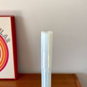 Slender white opaline vase from the 50s and 60s