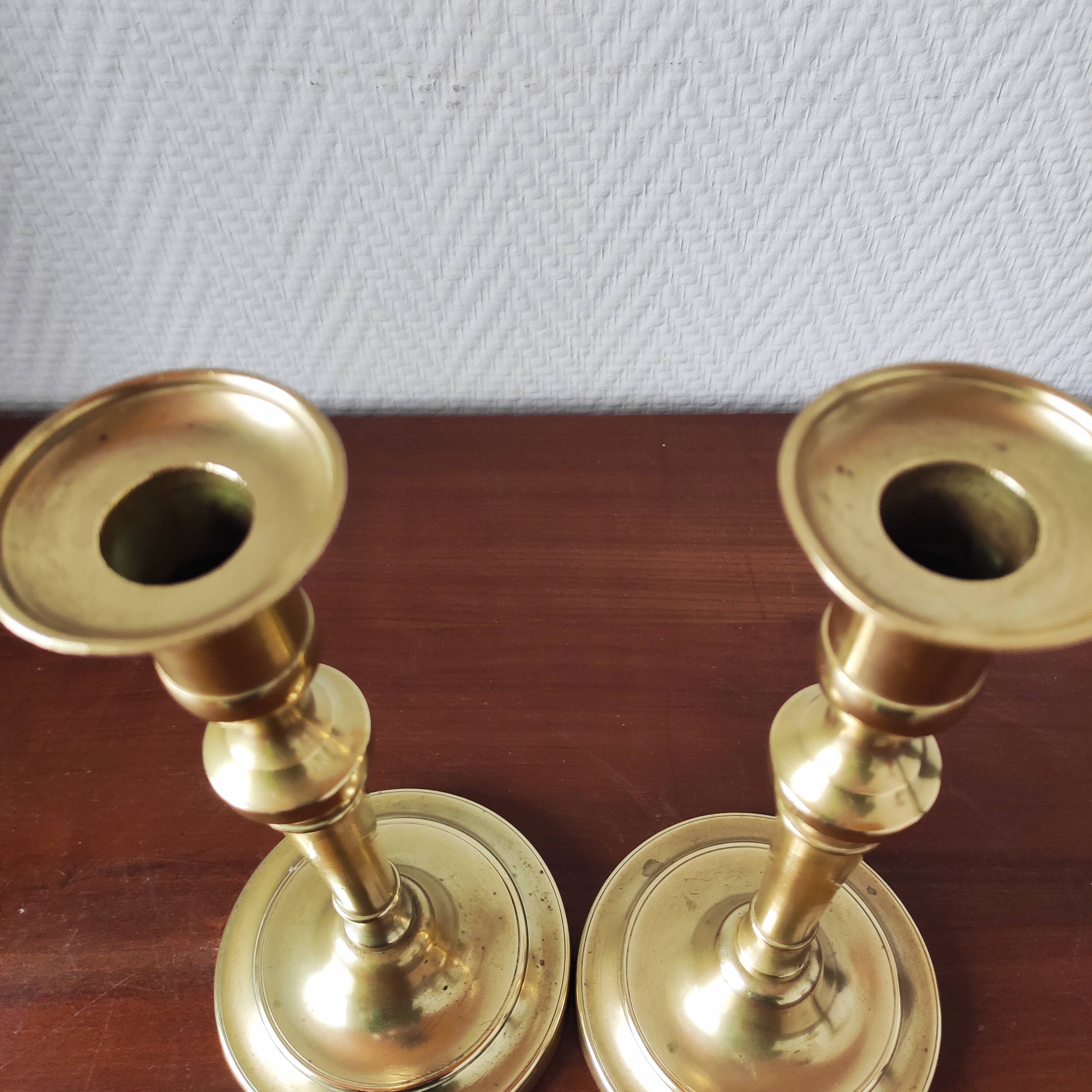 Pair of vintage solid brass candlesticks