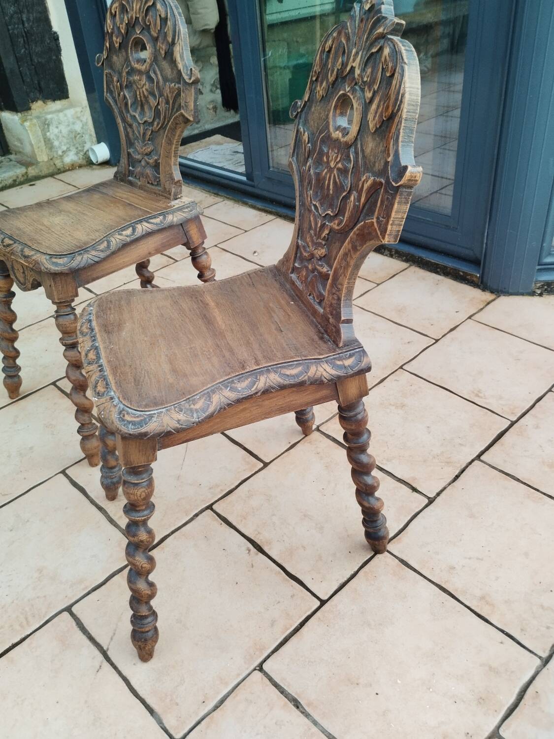Pair of old Alsatian brutalist chairs