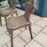 Paire de chaises brutaliste alsaciennes ancienne