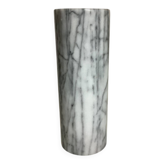 Roll vase in grey and white marble