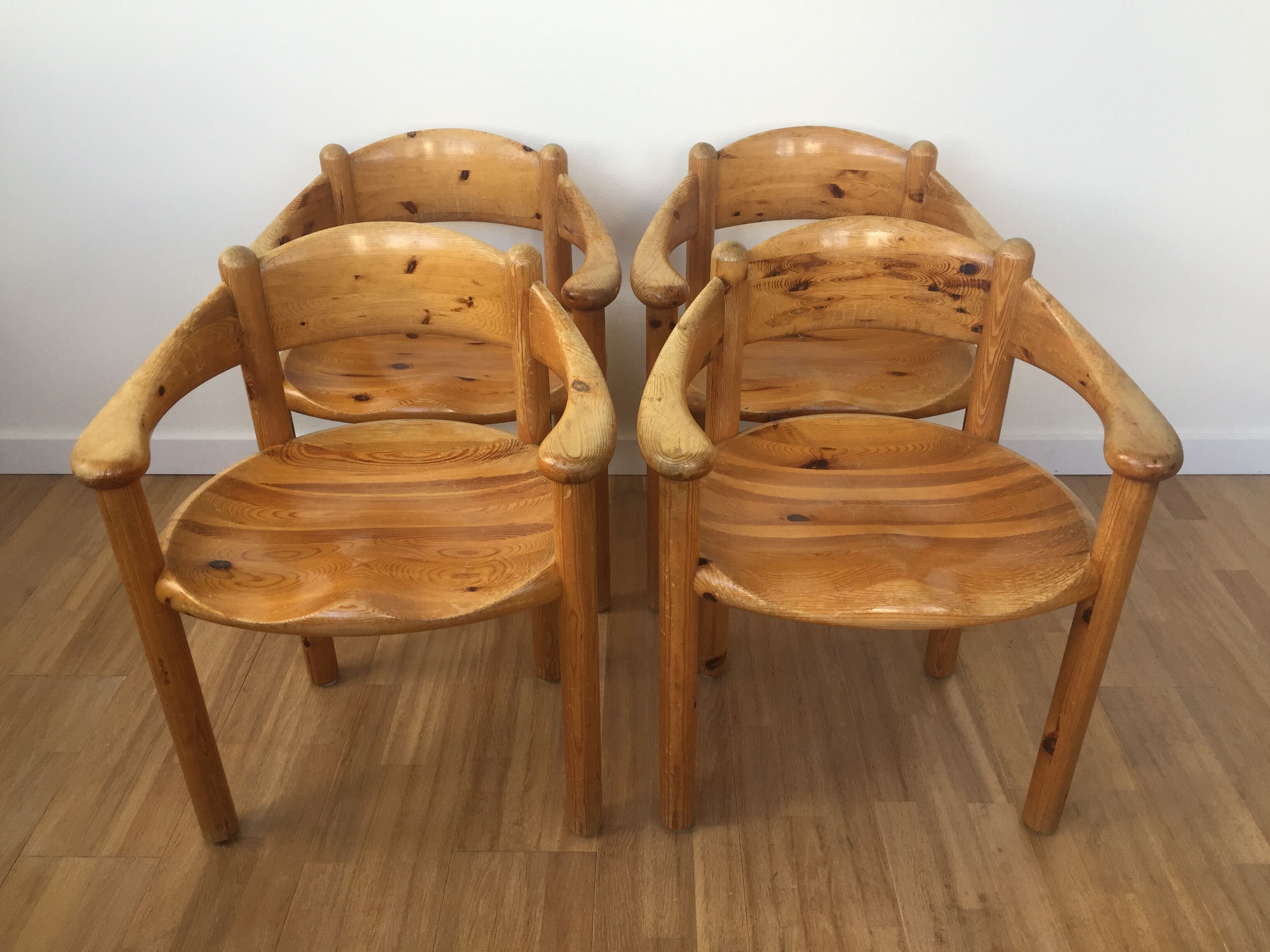 Set of 4 pine wood dining chairs by Rainer Daumiller ed. Hirtshals Savværk, 1970s