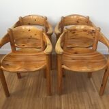 Set of 4 pine wood dining chairs by Rainer Daumiller ed. Hirtshals Savværk, 1970s