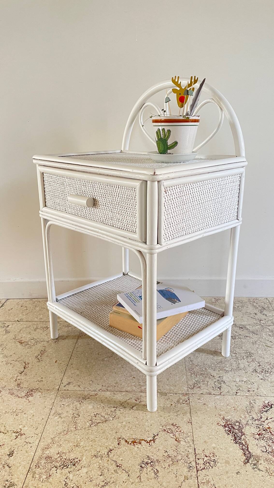 Pair of Vintage Rattan Bedside Tables