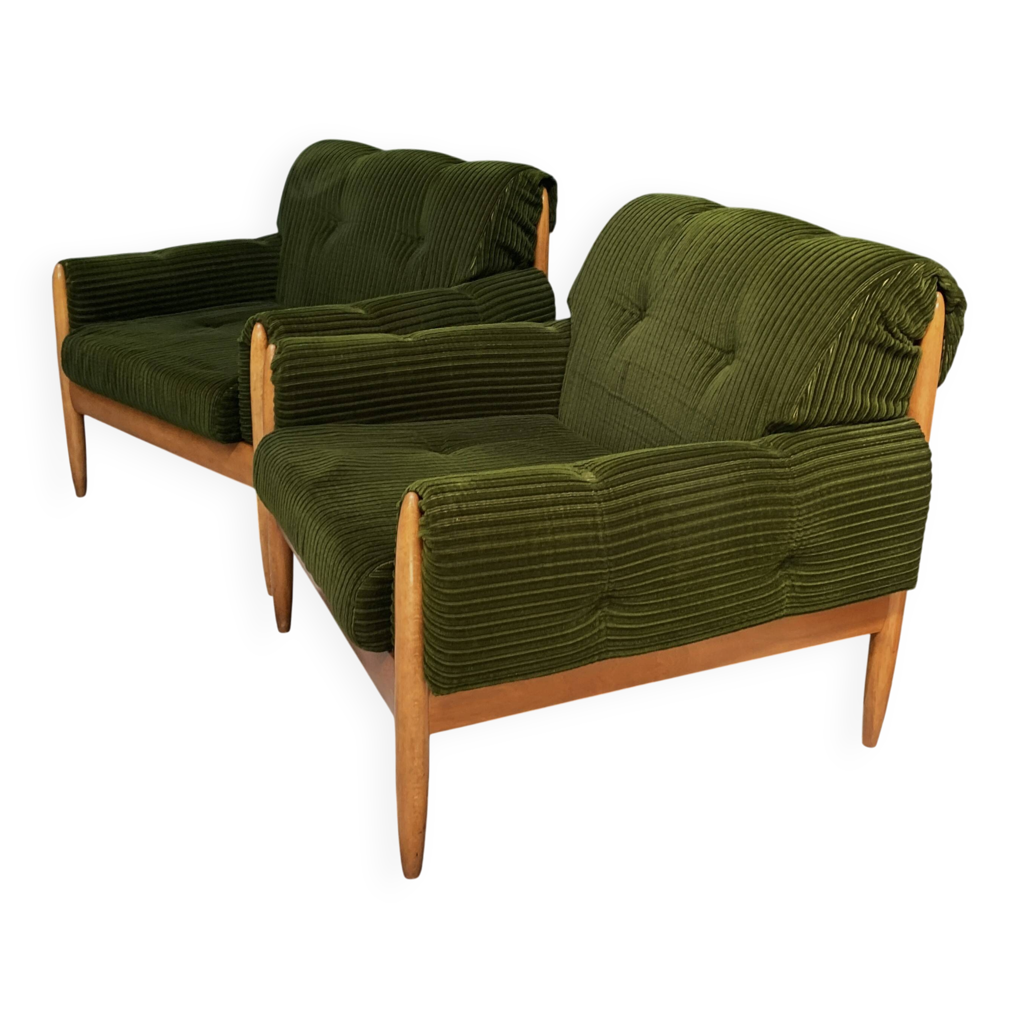 Set of 2 green relax chairs 1960s
