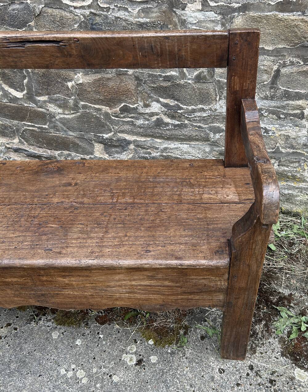 Banc de cheminée ancien en bois, fin XIXème s
