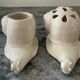 Pair of vintage Italian ceramic flowers and snails