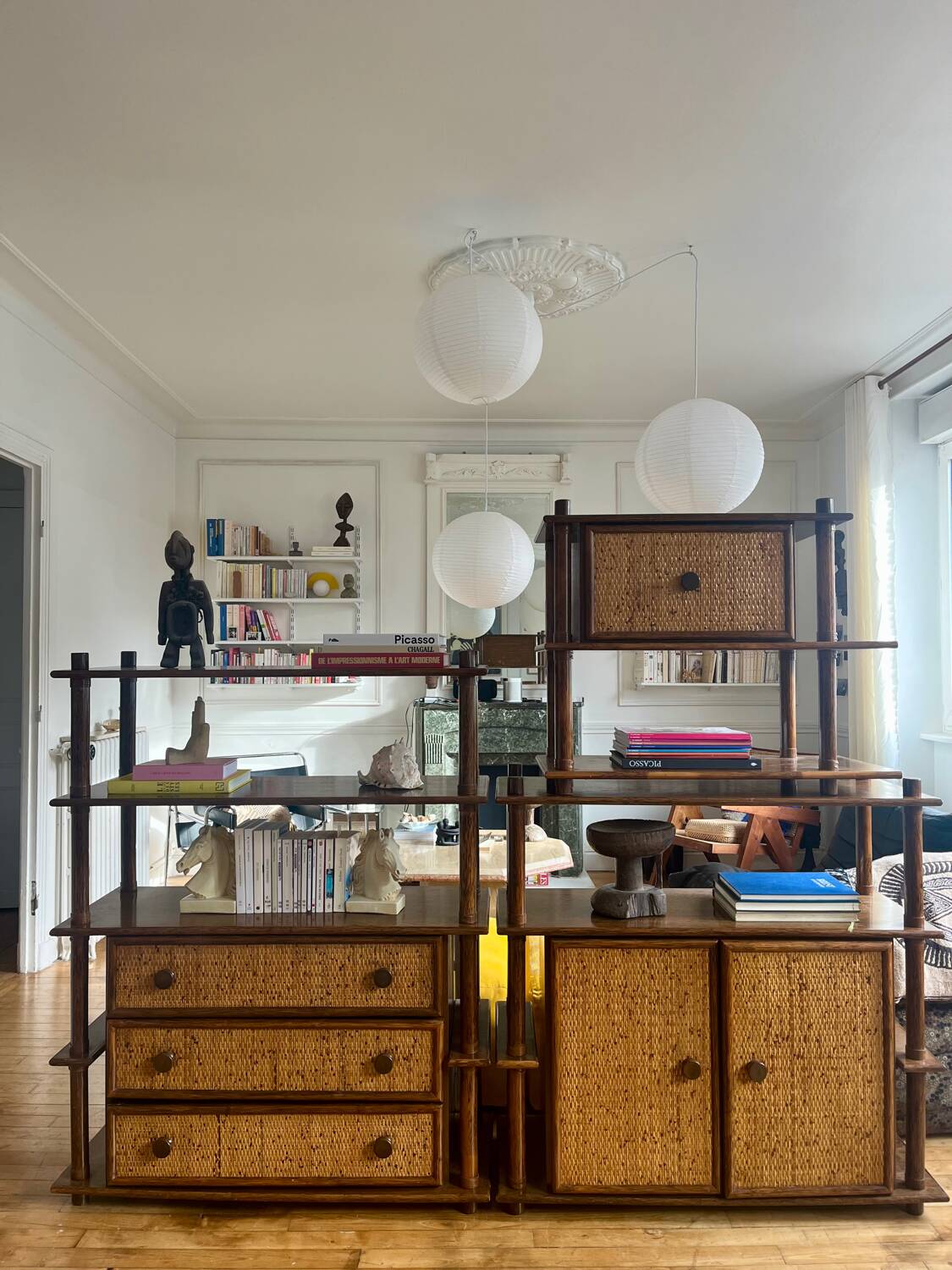 Modular rattan library Maugrion for Rochebobois