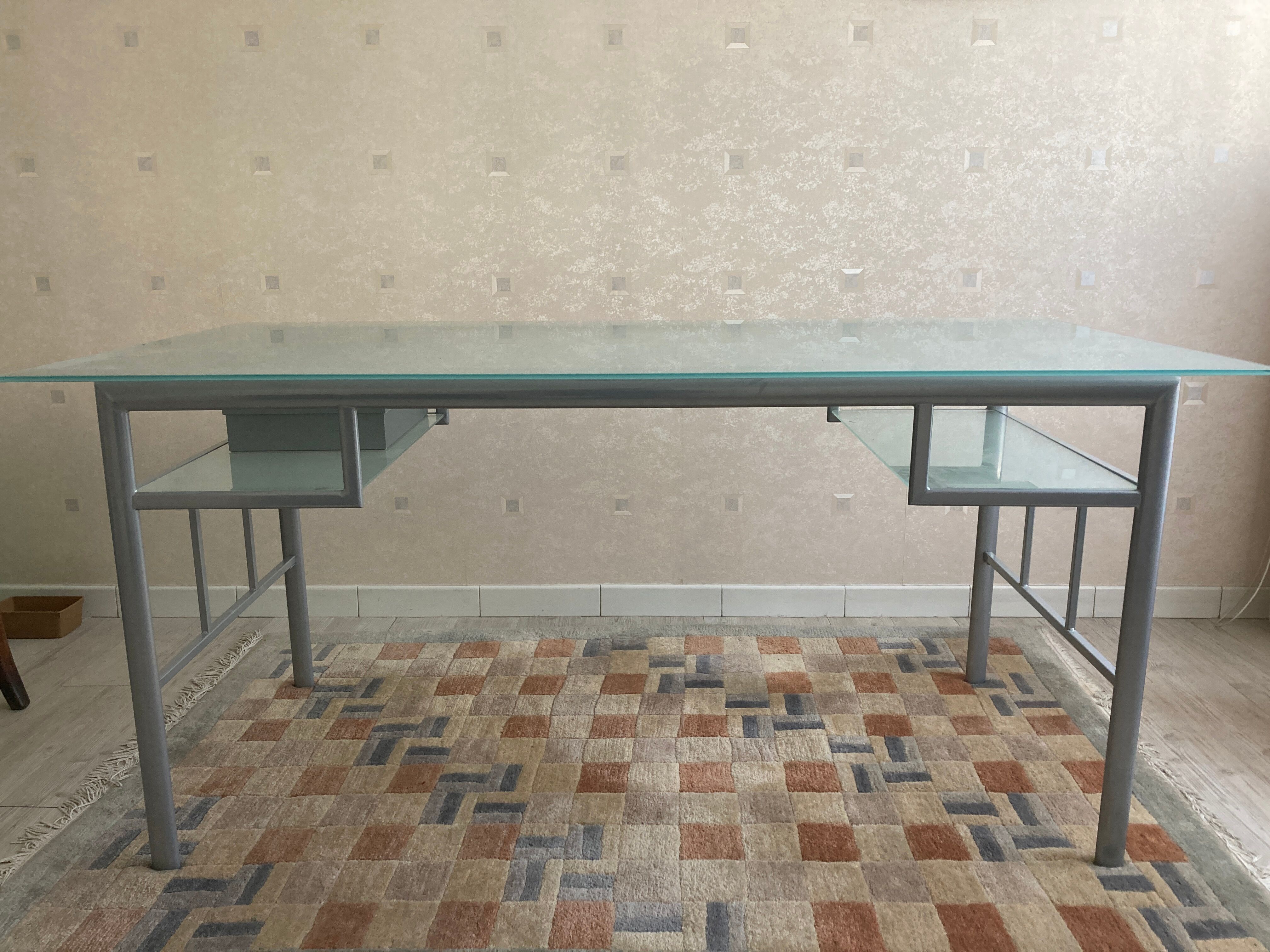 Modern glass and metal desk