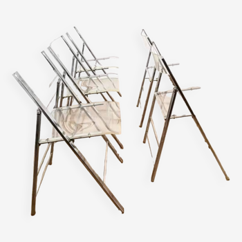 Set of 5 folding chairs in plexi and aluminum