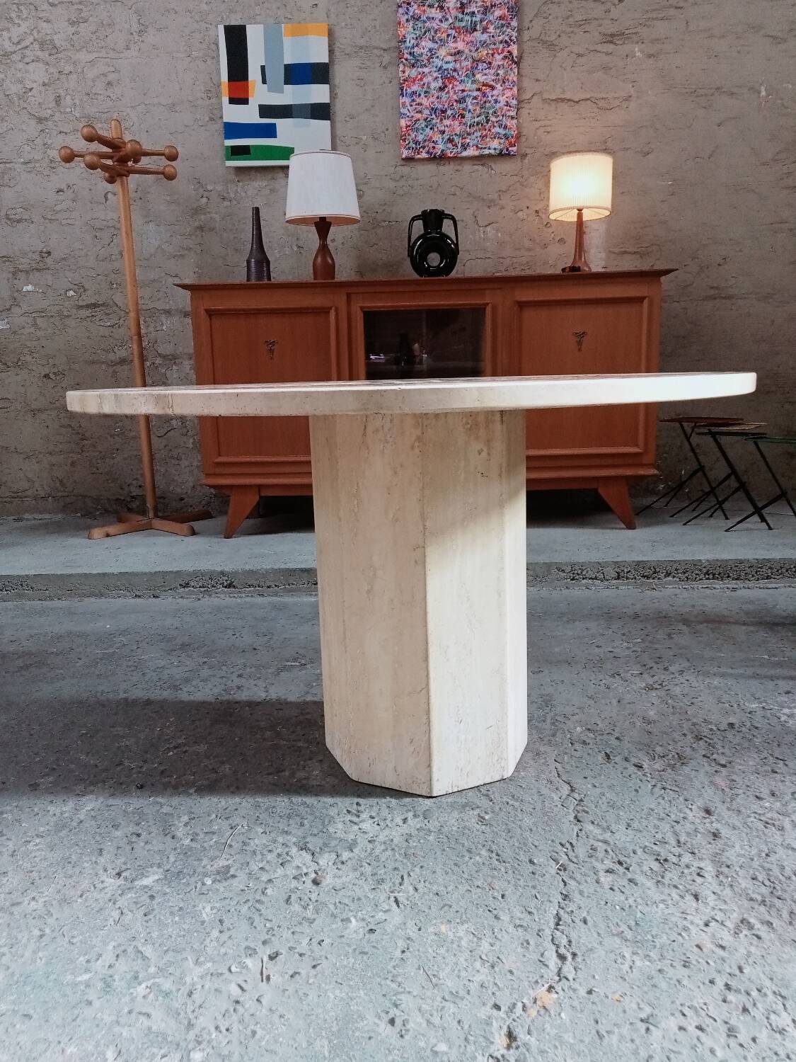 Travertine round table